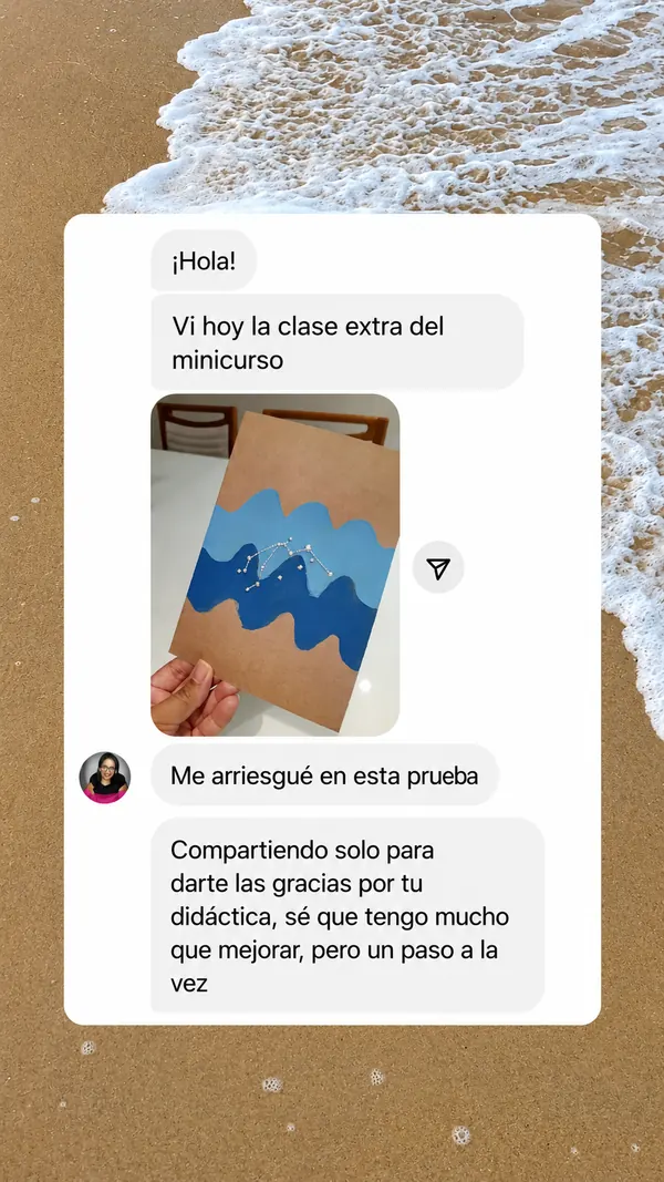 Mensaje real de una alumna de Bordados de Refugio en Papel